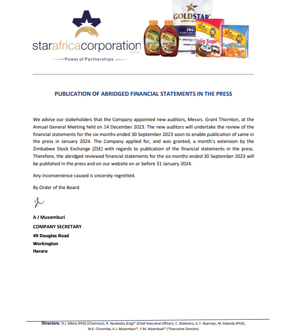 Notice to Shareholders – Dec 2023