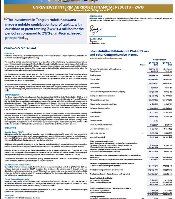 2026 Unreviewed Interim Abridged Financial Results – ZWG
